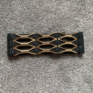 Marciano Black Leather Gold Link Waist Belt